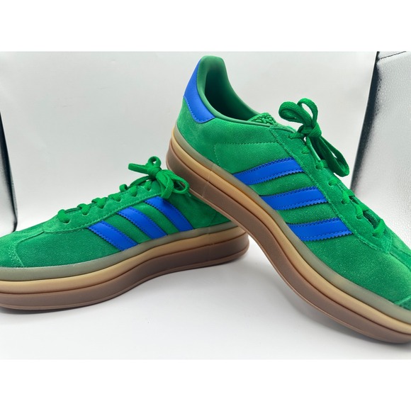 Adidas Gazelle Bold Stackform Platform Green Blue Suede Shoes Women's - Picture 6 of 11